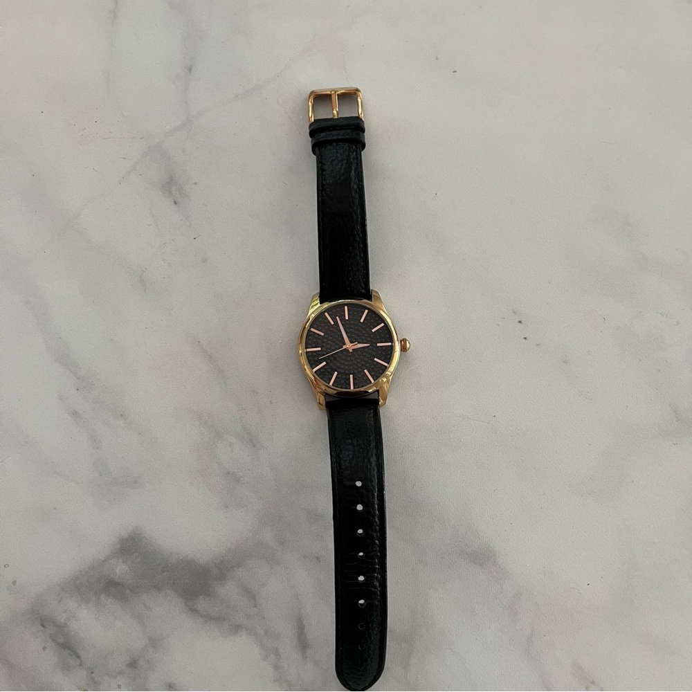 Bronzo Italia black watch leather strap spinel pave bling crystal embellished